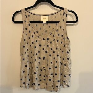 Maeve Beige Camisole with Navy Dot Print